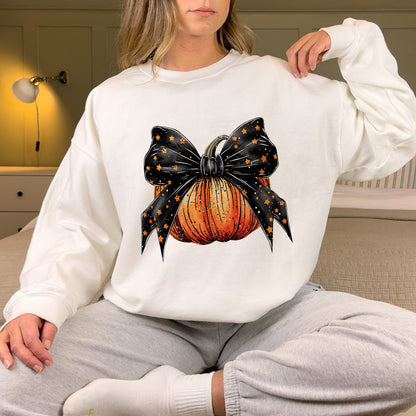 Petthouse | Halloween Pumpkin Coquette Bow Shirt, Coquette Stars Bow Shirt, Autumn Pumpkin Bow