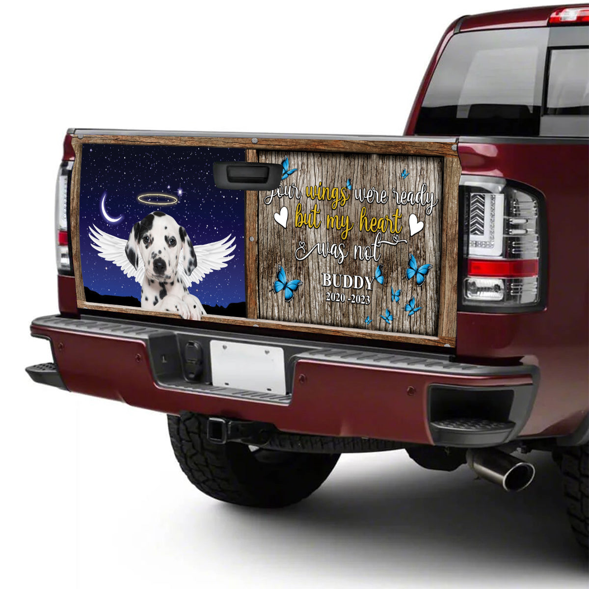 Petthouse | Customized Name Date Dalmatian Your Wings Were Ready Rear Window Decals For Trucks Memorial Dog