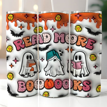 Petthouse | Ead More Books Spooky Teacher 3d Inflated Skinny Tumbler, Spooky Teacher Halloween Tumbler