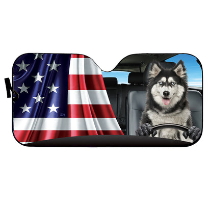 Petthouse | Dog Windshield Sun Shade Customized Gift Siberian Husky Dog Driver Car Sunshade Dog Sunshade