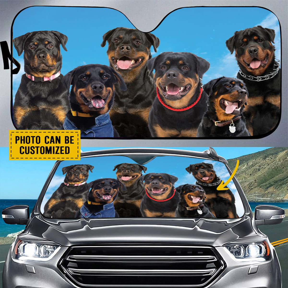 Petthouse | Customize Gift Dog Sunshade A Bunch Of Rottweiler Car Sunshade Windshield Sun Shade Sun Visor