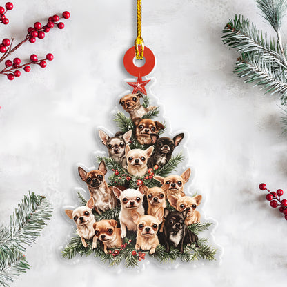 Petthouse | Adorable Chihuahua Christmas Tree Ornament Hanging, Christmas Ornament, Gift For Dog Mom