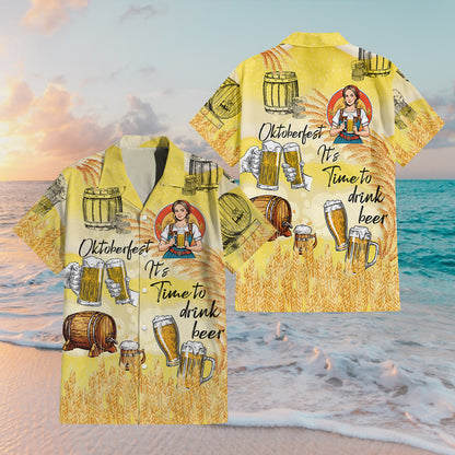 Petthouse | Oktoberfest It's Time To Drink Beer Hawaiian Shirt, Oktoberfest Beer, Tropical Beer