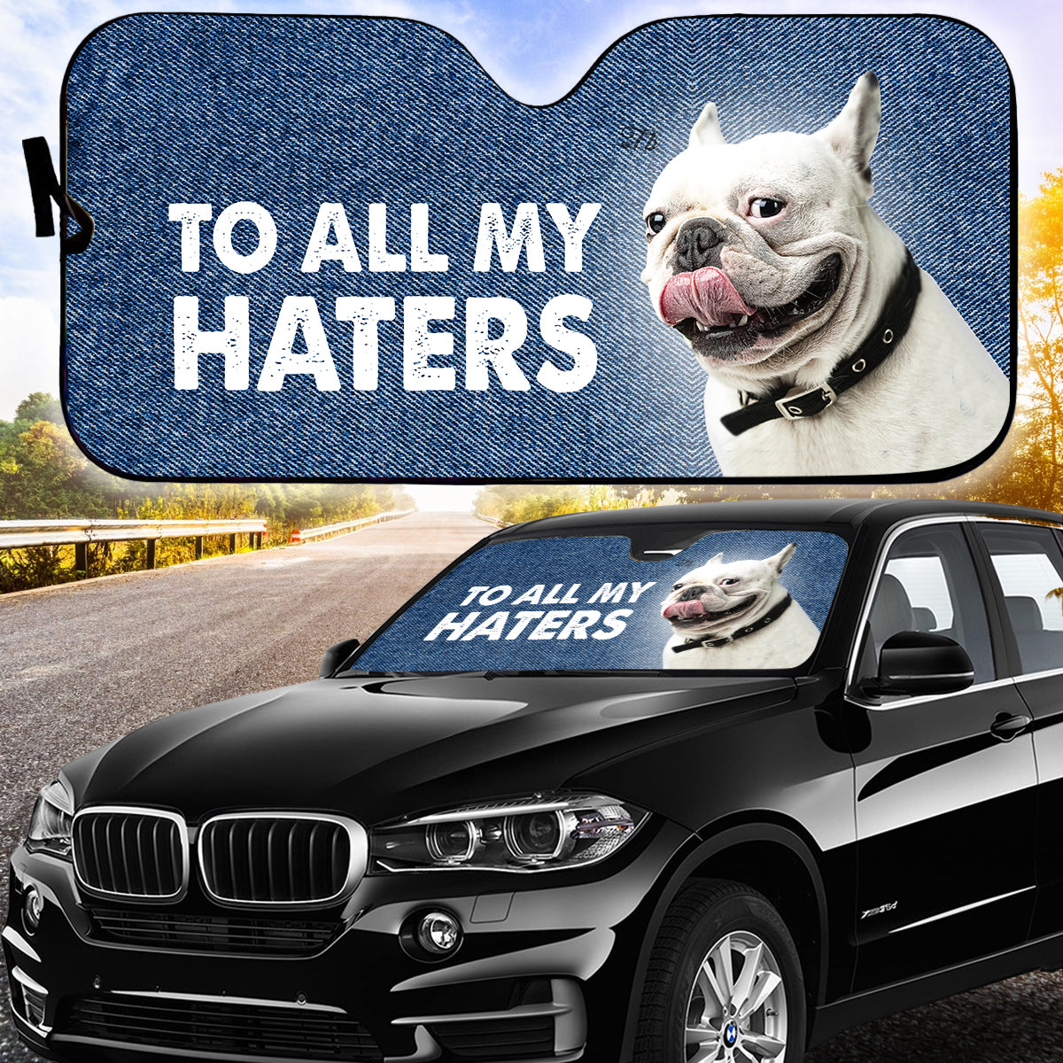 Petthouse | French Bulldog To All My Haters Sunshade For Car Windshield Cover Car Decor For Dog Mom Dog Dad