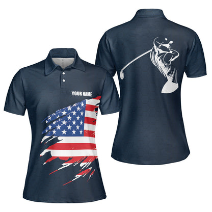 Petthouse | Customized Name Golfer Usa Flag Polo Shirt For Women Golfer Short Sleeve Shirt Sport Outfit Team Mommy