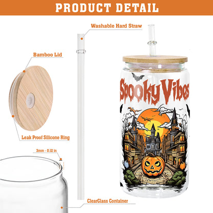 Petthouse | Halloweentown Glass Cup, Fall Pumpkin Glass Can, Spooky Season, Halloween Gift For Her