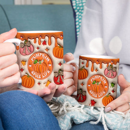 Petthouse | Pumpkin Spice Life 3d Inflated Print Mug, Pumpkin Spice Coffee, Thanksgiving Mug For Mom