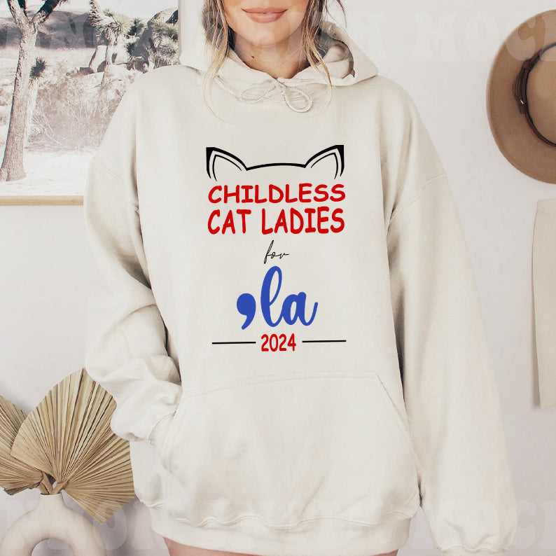 Petthouse | Cat Ladies For Comma La 2024 Shirt, Childless Cat Ladies Shirt, Cat Mom, 2024 Blue Madame