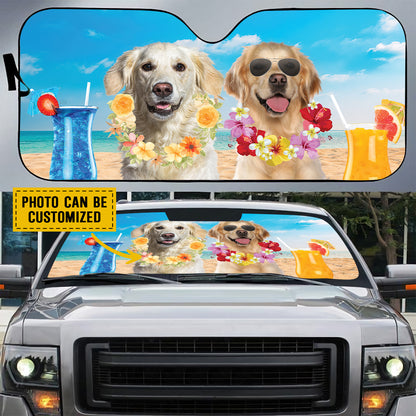 Petthouse | Personalized Golden Retriever Summer Time Sunshade For Car Windshield Sun Shade Dog Sunshade