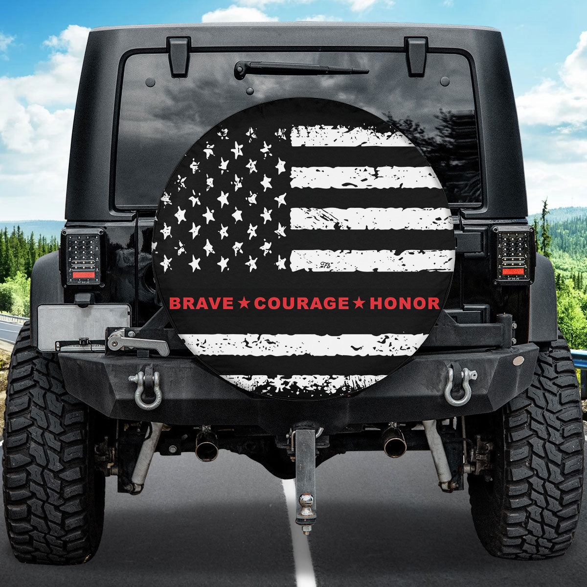 Petthouse | Usa Patriotic Firefighter Brave Courage Honor Quote Spare Tire Cover Fireman Hero Tire Covers For Cars