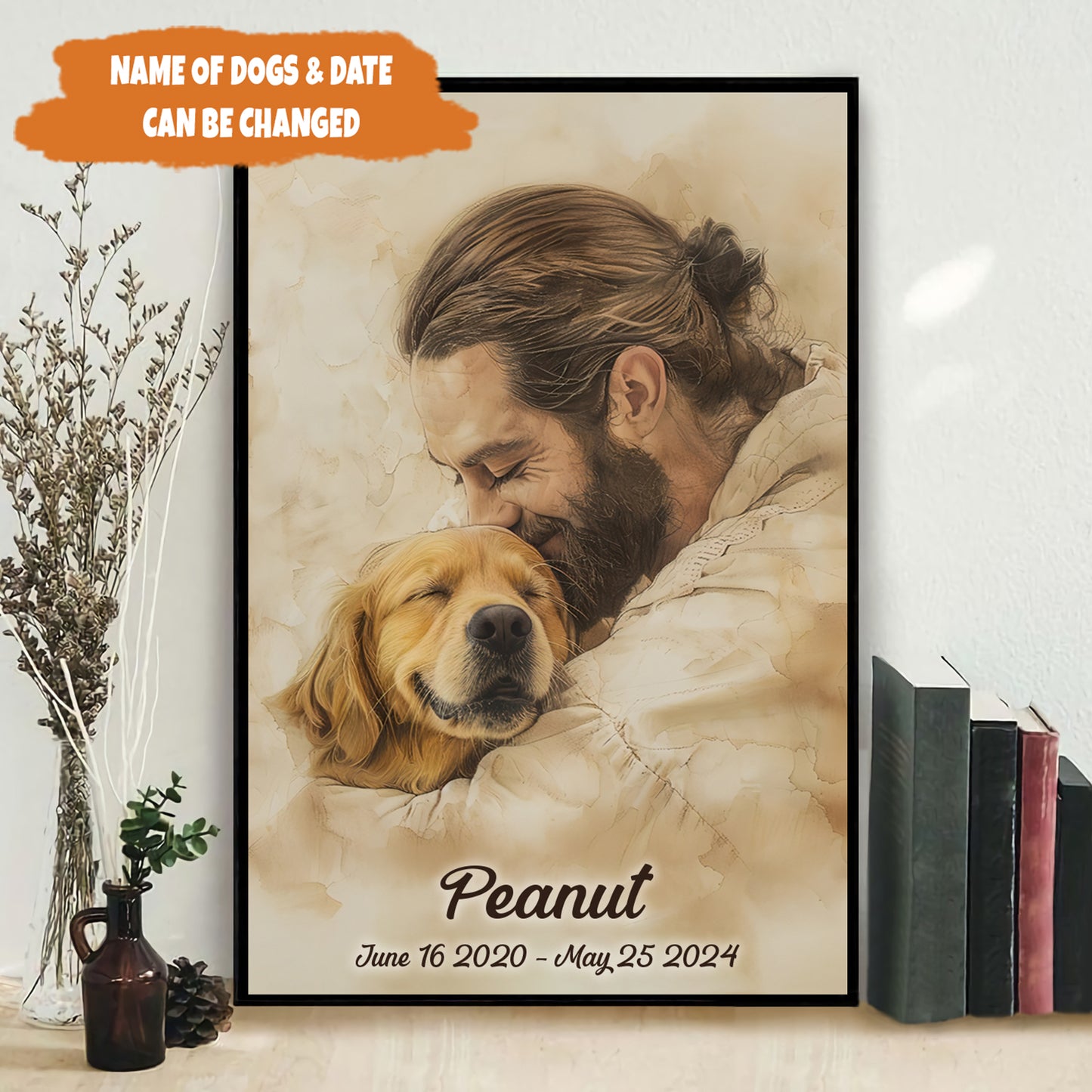 Petthouse | Dog Jesus Memorial Poster, Memorial Jesus And Dogs Poster Canvas, Decor Home