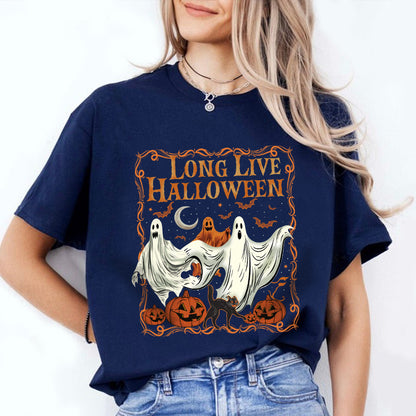 Petthouse | Long Live Halloween Shirt, Spooky Season Tee Pumpkin, Retro Halloween, Ghost Spooky Vibes