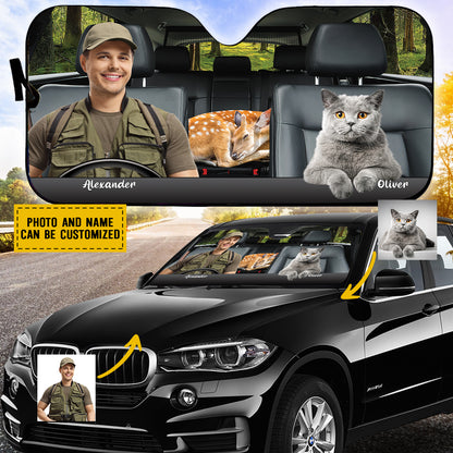 Petthouse | Customized Photo Hunting Together Sunshade Pet Lover Gift For New Car Windshield Car Accessories