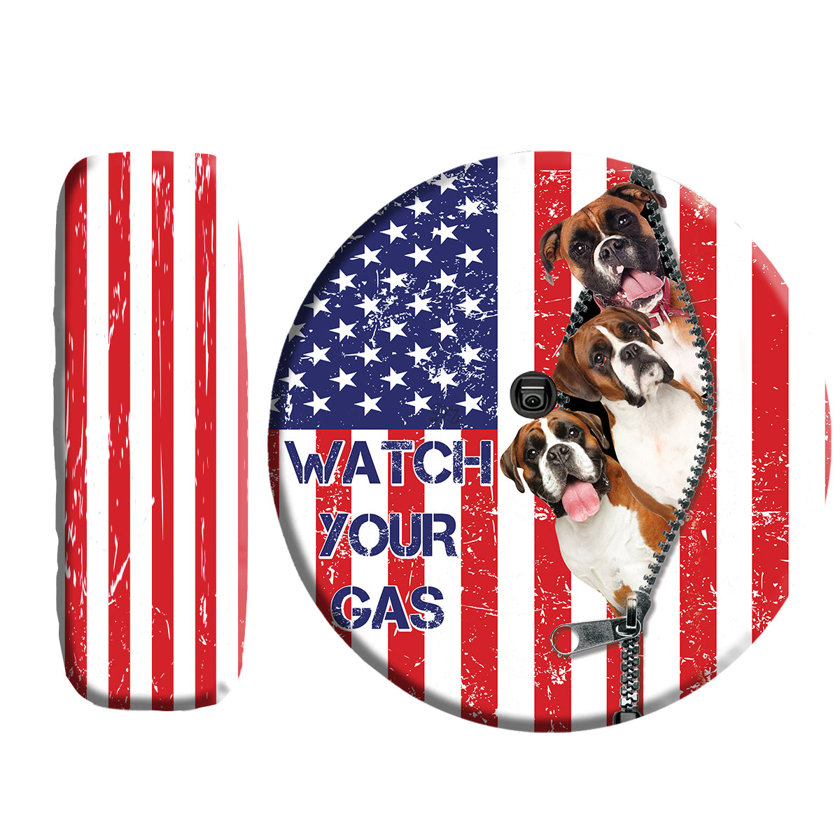 Petthouse | Personalzied Spare Tire Covers Boxer Watch Your Gas Tire Cover For Car American Flag Patriot