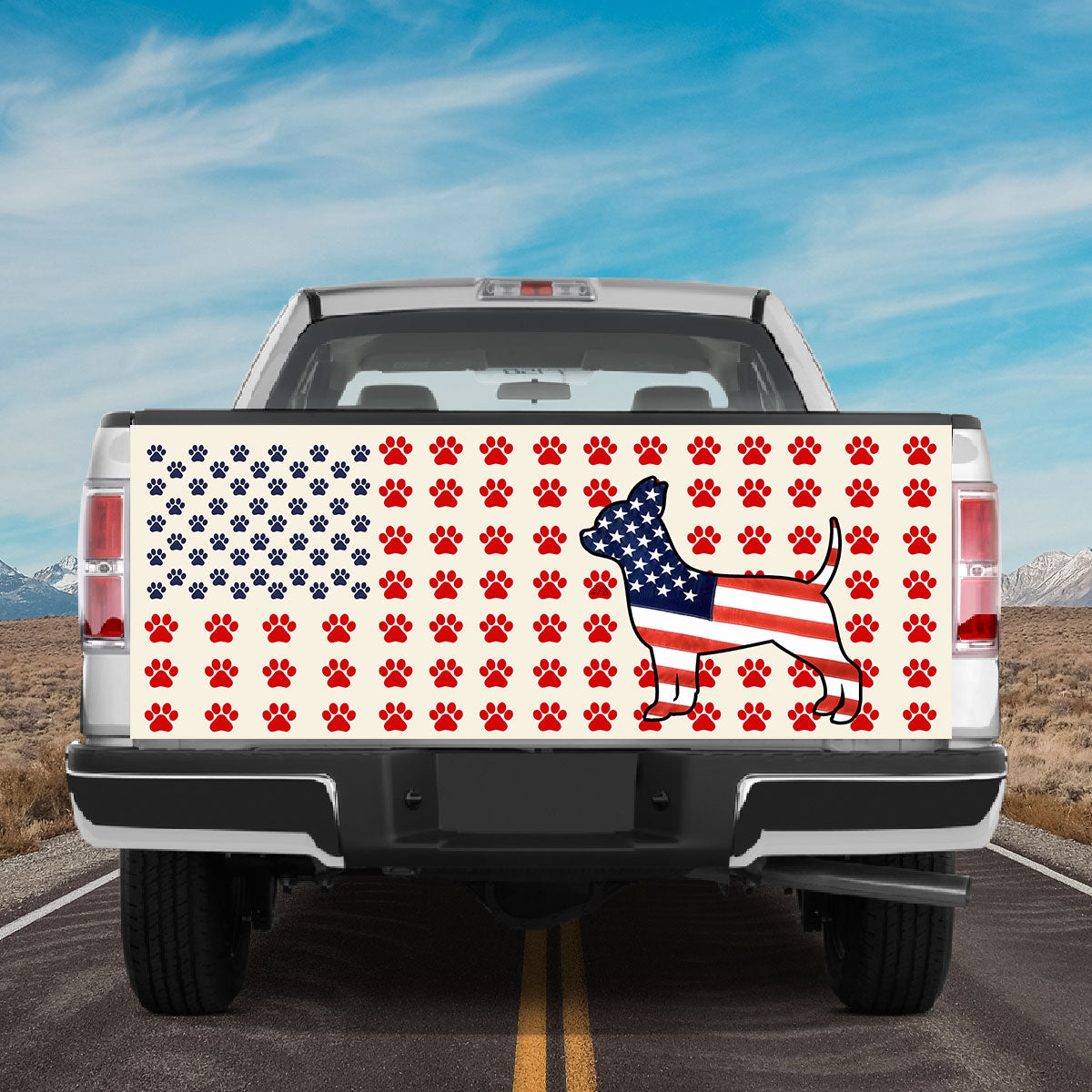 Petthouse | Truck Tailgate Decal Chihuahua American Flag Tailgate Wrap American Patriot Tailgate Decal Vinyl