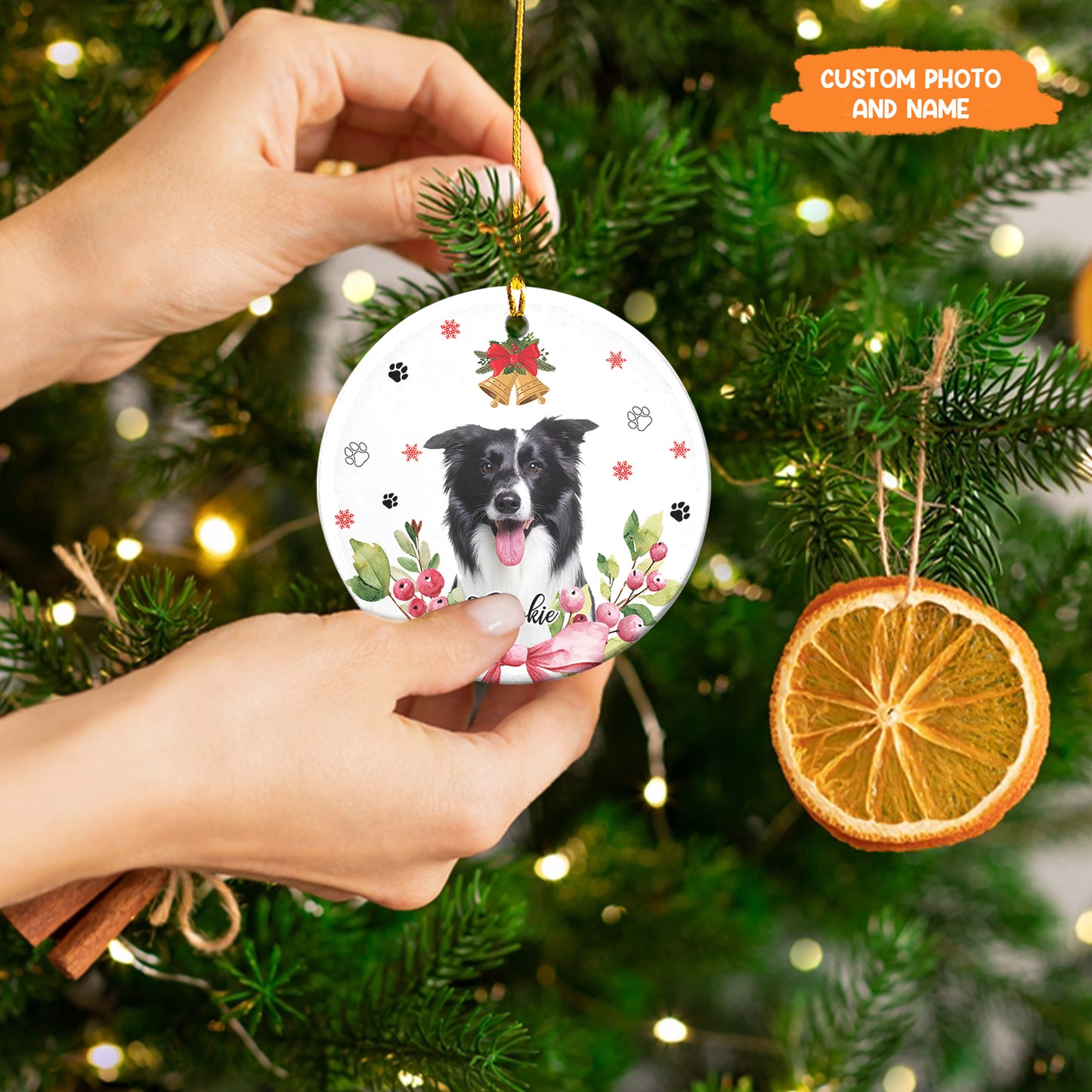 Petthouse | Personalized Pet Ornament, Dog Christmas Ornament, Pet Portrait Name Gift, Gift For Dog Mom