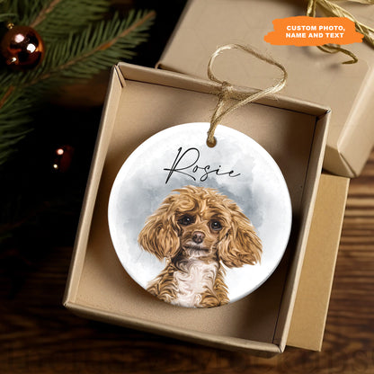 Petthouse | Custom Christmas Dog Ornament, Pet Memorial Photo Ornament For Pet Loss Gift, Keepsake Gift