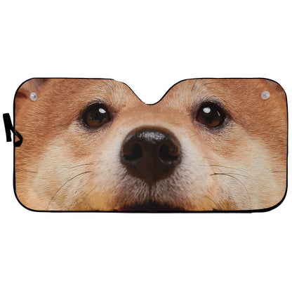 Petthouse | Shiba Inu Dog Car Sunshade Big Face Dog Windshield Sunshade Car Decoration Gift For Family