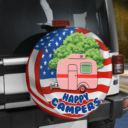 Petthouse | Happy Campers Spare Tire Cover Caravan Camping Car Wheel Tire Covers Usa Flag Print American