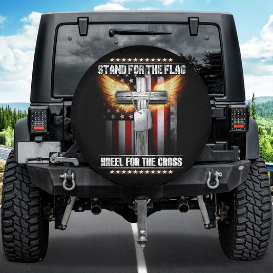 Petthouse | Christian American Veteran Wheel Tire Covers Stand For The Flag Kneel For The Cross Spare Tire Cover