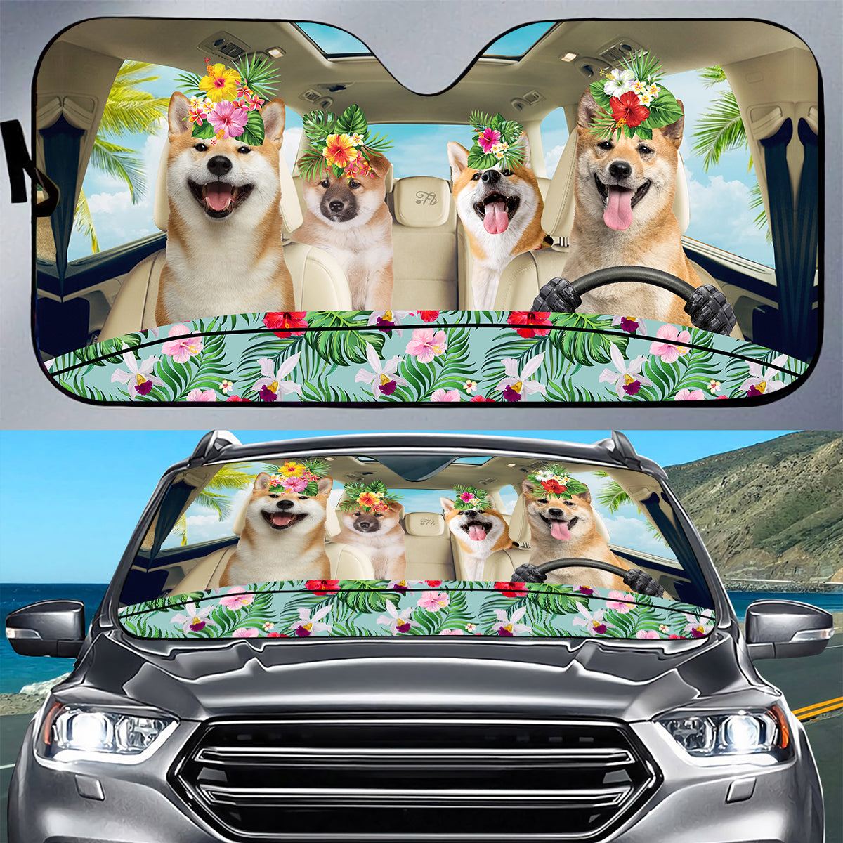 Petthouse | Shiba Inu Cute Windshield Sun Shade Dog Driving Car Automotive Interior Sun Protection Shiba Mom