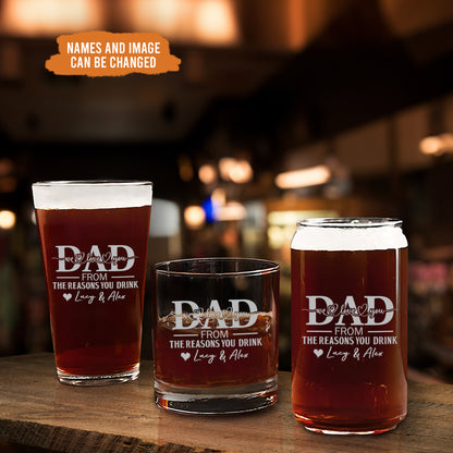 Petthouse | Custom Photo  To Dad From The Reasons You Drink Whiskey Glasses, Father's Day Gift