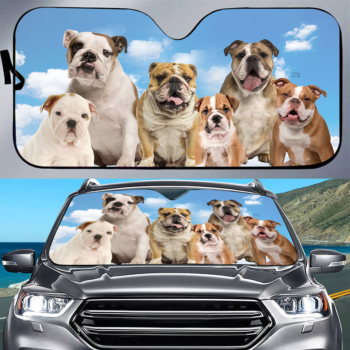 Petthouse | Dog Family Sun Shade Car Sun Shade Windshield Dog Sunshade Golden Retriever Dog Under Blue Sky