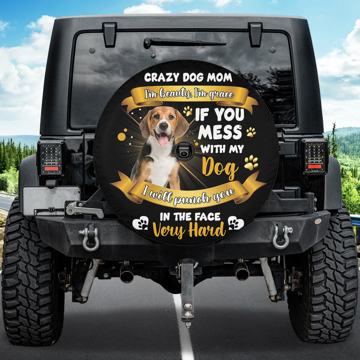 Petthouse | Waterproof Spare Tire Cover Beagle Crazy Dog Mom Spare Wheel Cover Dog Mom Car Accessories