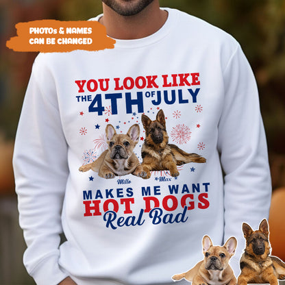 Petthouse | Custom Dog You Look Like The 4th Of July Want Hot Dogs Red Bad Dog Shirt, Independence Day