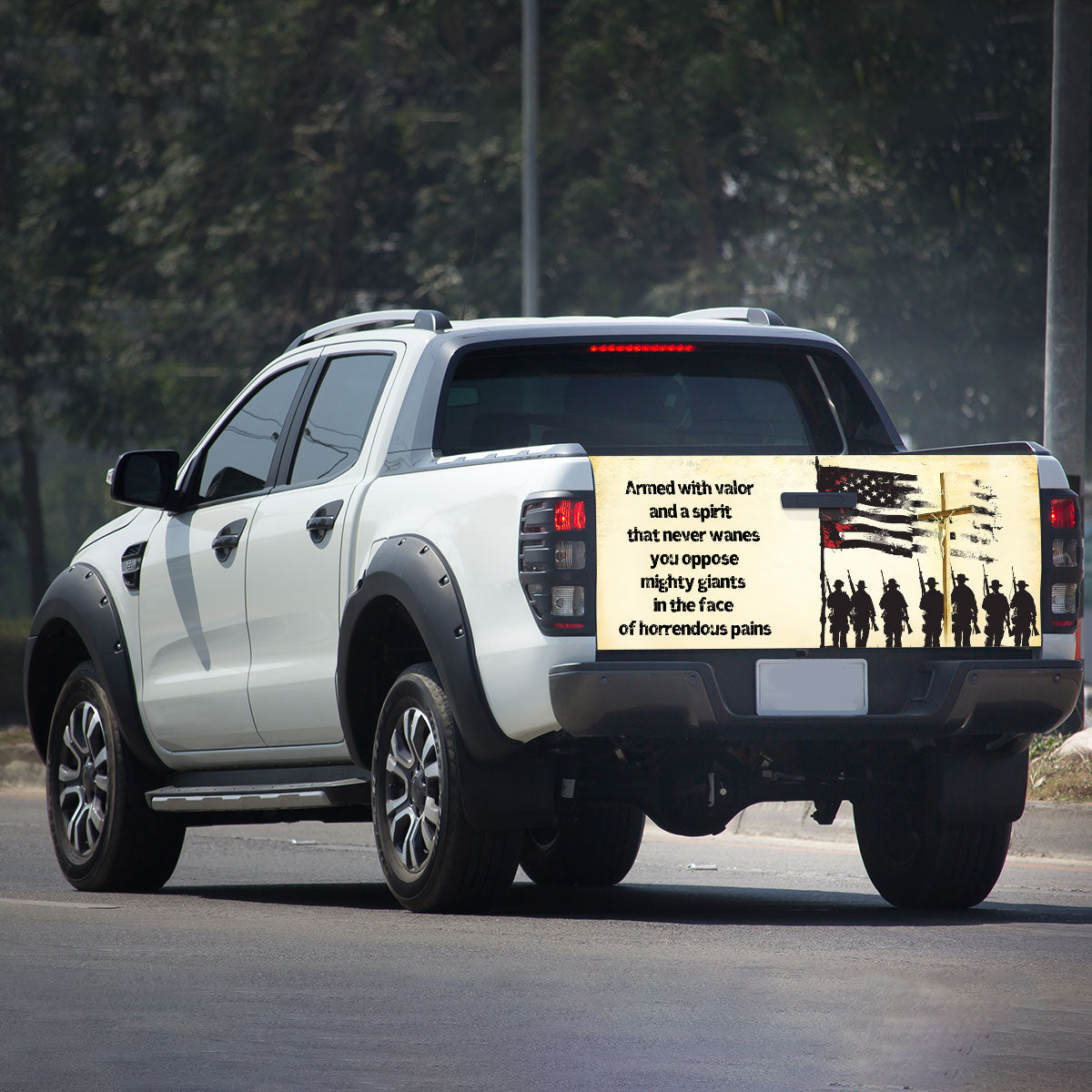 Petthouse | Jesus Veteran American Flag Tailgate Wrap Memorial Day Graphic Wraps 4th Of July Truck Wraps