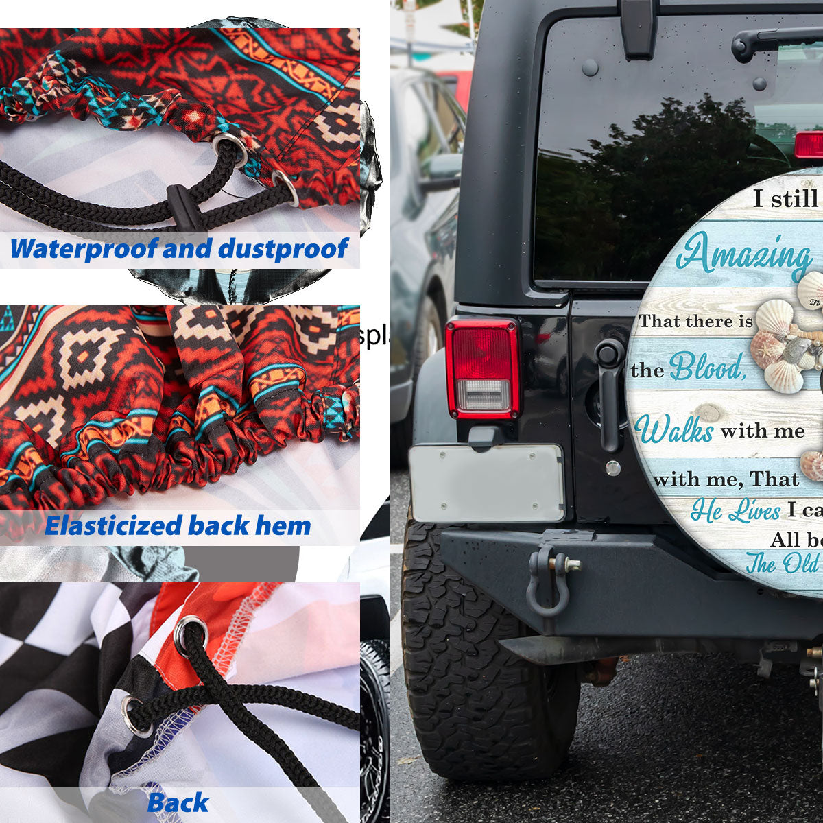 Petthouse | Nautical Jesus Cross Tire Wheel Protector Dad Godfather Gift Amazing Grace Spare Tire Cover