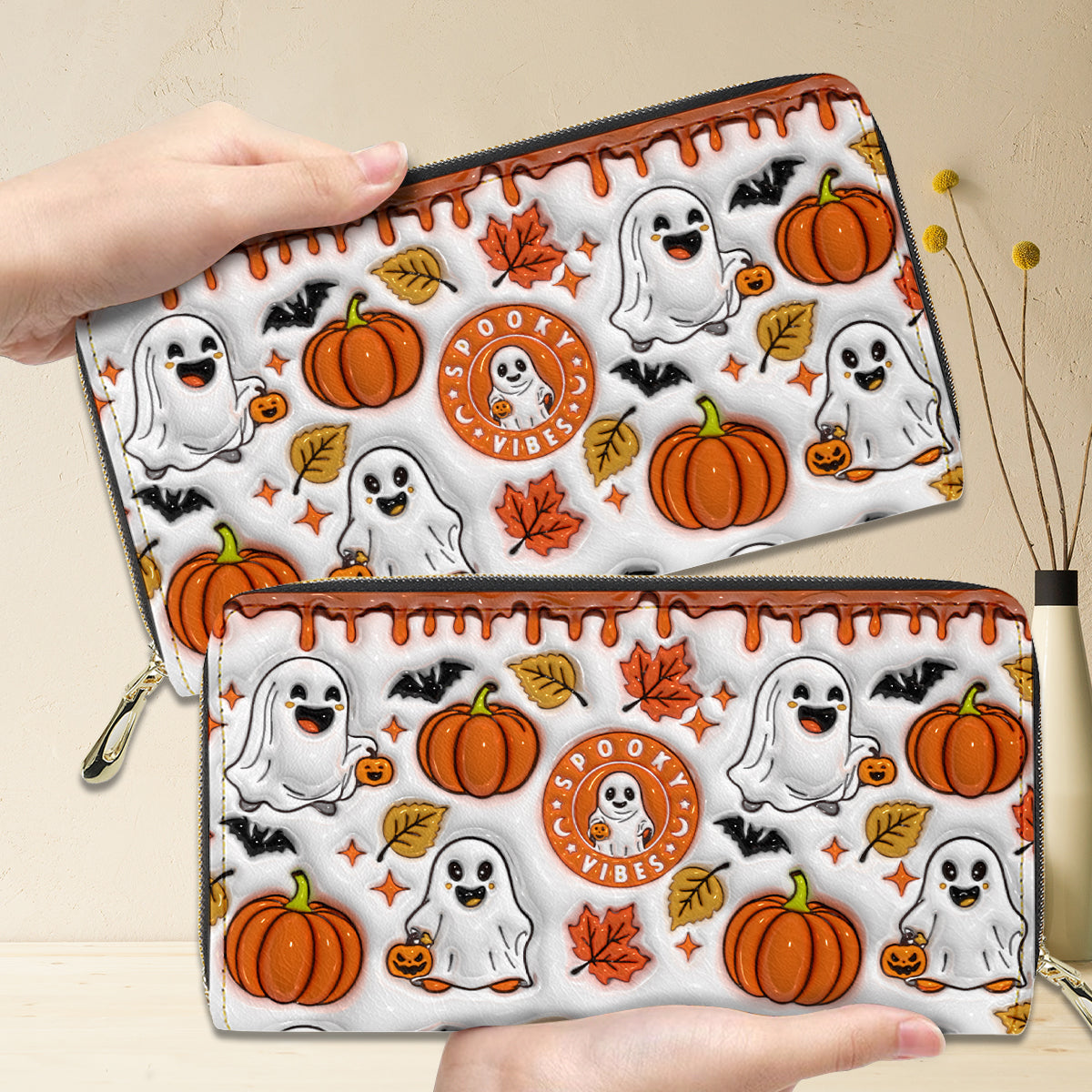 Petthouse | Spooky Vibes Halloween Handbag Wallet, Spooky Halloween Bag For Mom, Halloween 3d Inflated Effect Bag, Halloween Gift