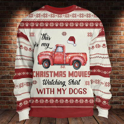 Petthouse | Personalized Christmas Dog SweatShirt, This Is My Christmas Movies Watching, Xmas Ugly Sweater