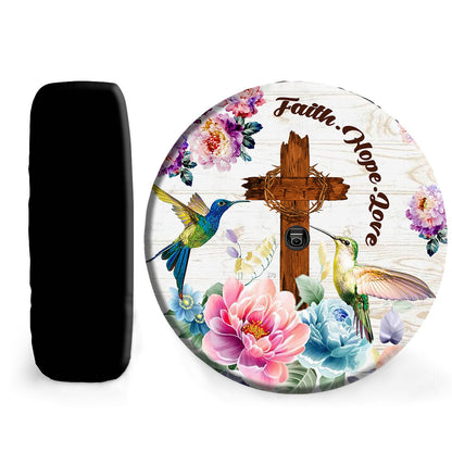 Petthouse | Jesus Hummingbird Camper Tire Cover Faith Hope Love Christian Floral Tire Storage Bag God