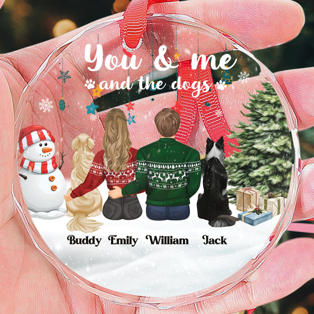 Petthouse | Personalized You & Me And The Dogs Glass Ornament, Couple & Fur Babies Christmas, Xmas Dog Family