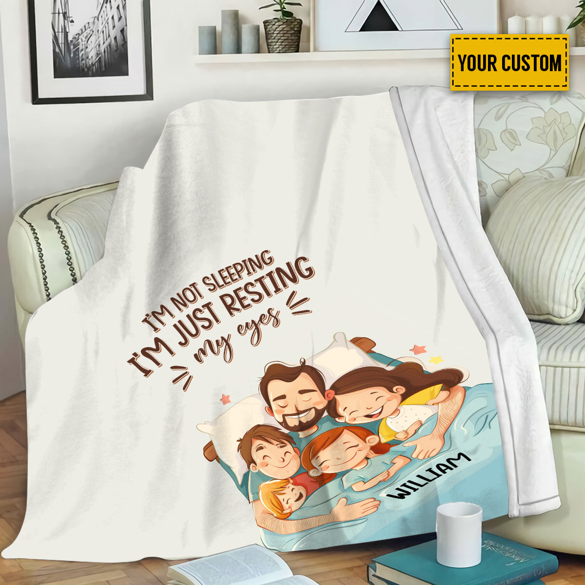 Petthouse | Personalized Father And Children Fleece Blanket, Crazy Father's Day Cuddling Blanket, Best Daddy Keepsake