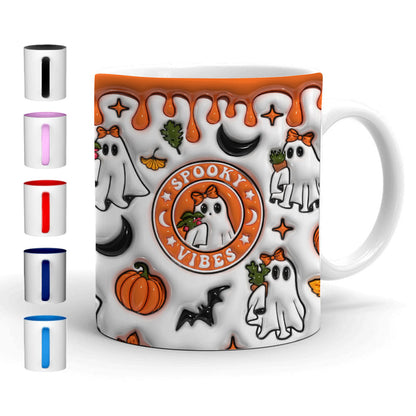 Petthouse | Cute Ghost Plant Lady Mug, Ghost Plant Lady 3d Inflated Mug, Halloween Ghost Plant Mug