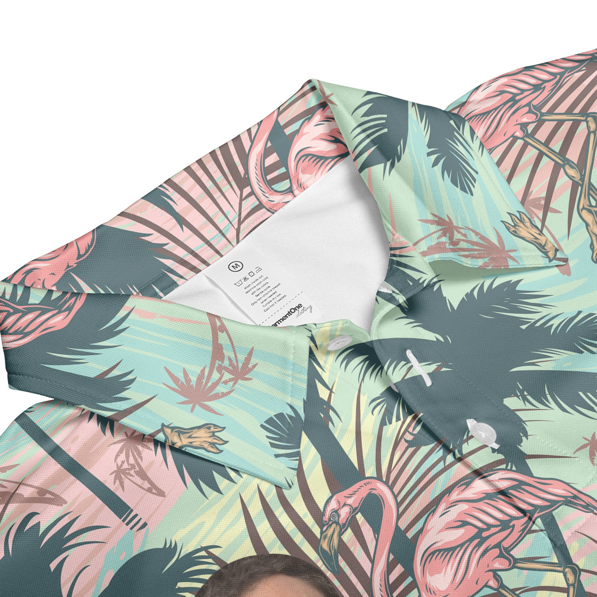 Petthouse | Customized Image Flamingo With Tropical Leaves And Plants Golf Polo Shirt Dad Gift