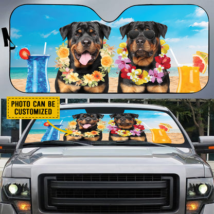 Petthouse | Rottweiler Summer Time Windshield Sun Shade Dog Sunshade Custom Photo Car Sun Shade Windshield