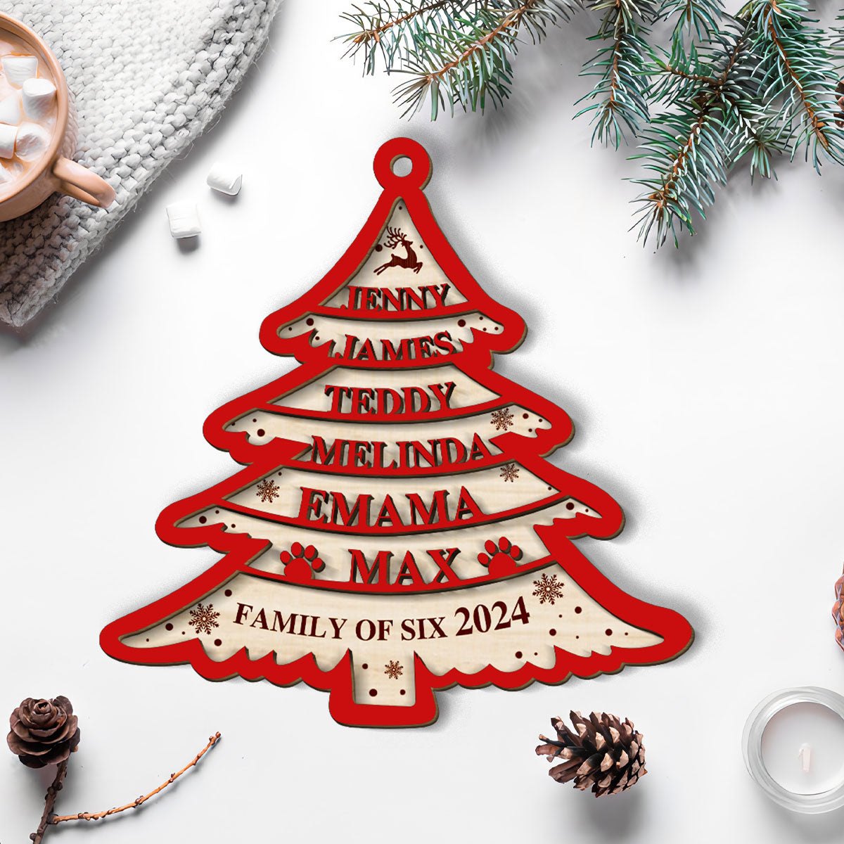 Petthouse | Christmas Tree Ornament 2024, Custom Family Christmas Wood Ornaments, Family Keepsakes, Christmas