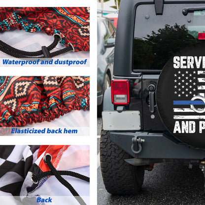 Petthouse | Customized Name Police Serve Honor Flag And Cuffs Spare Tire Cover Patriot Police American Tire