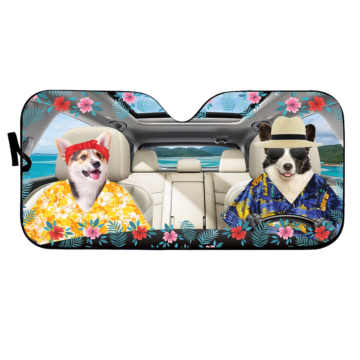 Petthouse | Dog Sunshade Custom Photo Personalized Windshield Sun Shade Corgi Hawaii Sunshade Summer