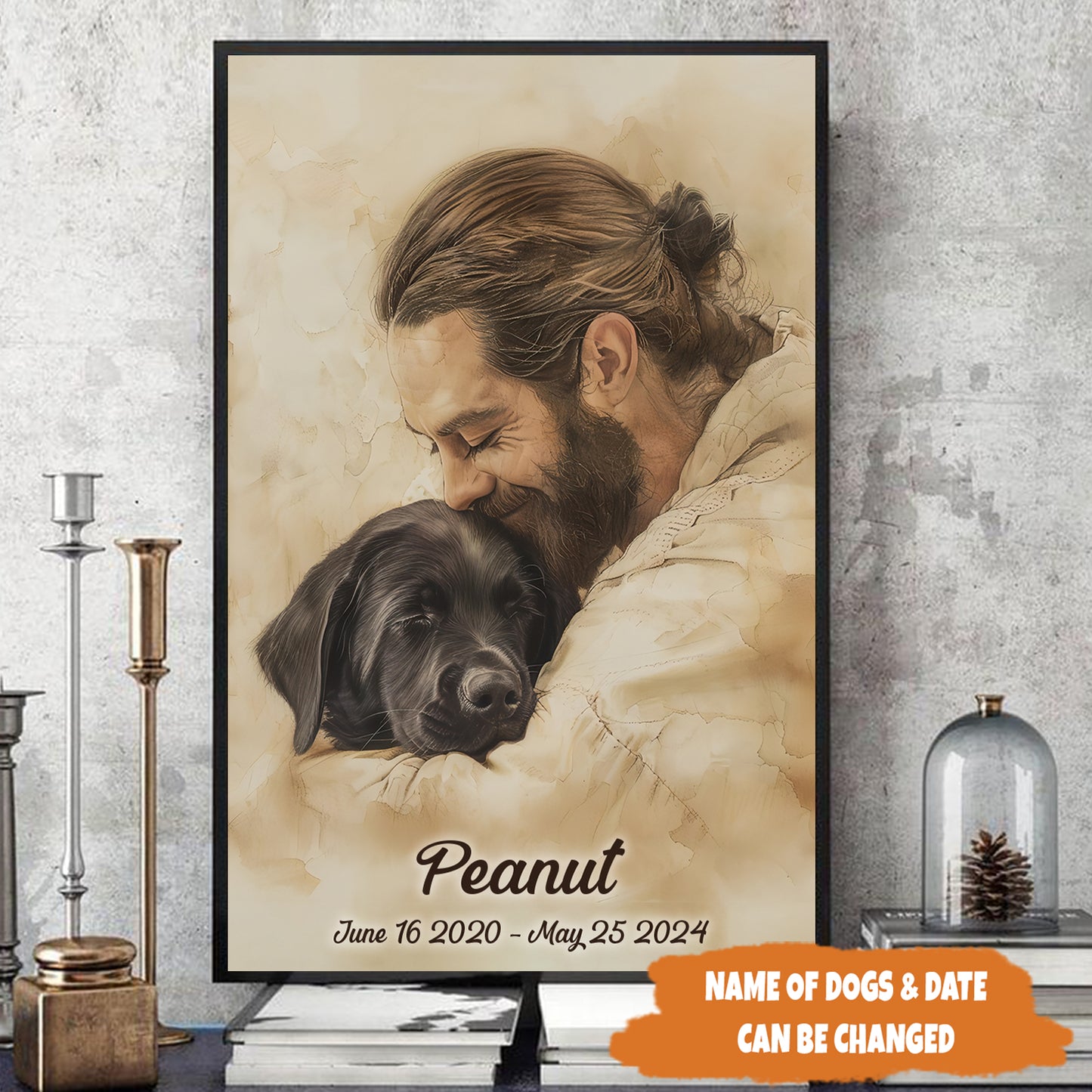 Petthouse | Dog Jesus Memorial Poster, Memorial Jesus And Dogs Poster Canvas, Decor Home