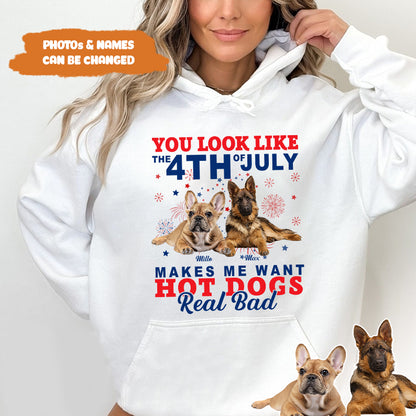 Petthouse | Custom Dog You Look Like The 4th Of July Want Hot Dogs Red Bad Dog Shirt, Independence Day