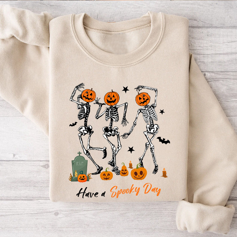 Petthouse | Dancing Skeleton Pumpkin Shirt, Spooky Day Shirt, Halloween Pumpkin Skeleton Dancing Party