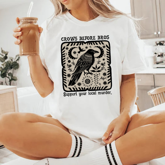 Petthouse | Crows Before Bros Tshirt, Vintage Halloween Raven Shirt, Support Your Local Murder Shirt,