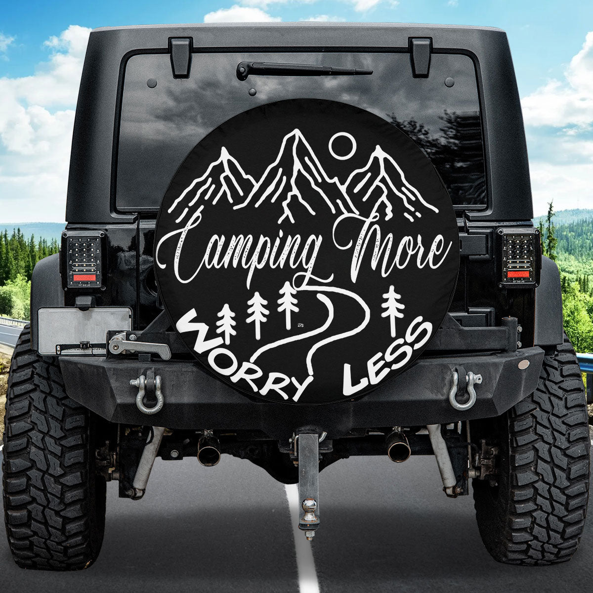 Petthouse | Camping Spare Tire Cover Minimalist Camping Mountains Wheel Tire Covers Camping