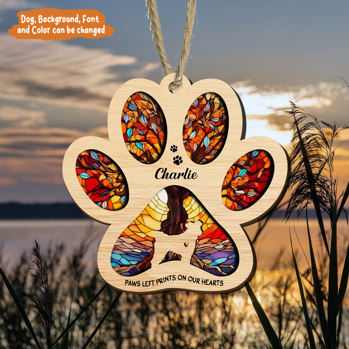 Petthouse | Personalized Tree Of Life Dog Memorial Gifts For Loss Of Dog, Paw Print Memorial Suncatcher