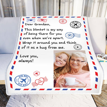 Petthouse | Personalized Dear Grandma Throw Blanket, A Hug From Me, Birth Month Gifts Grandma, International Women Day