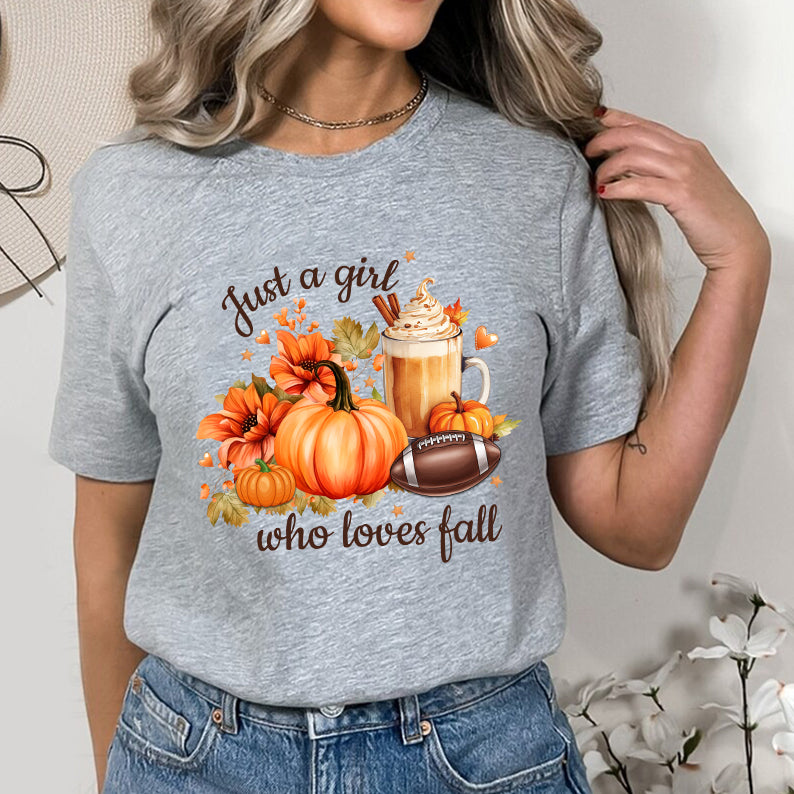 Petthouse | Just A Girl Who Loves Fall Shirt, Fall Sublimation Shirt, Pumpkin Spice, Autumn Trendy